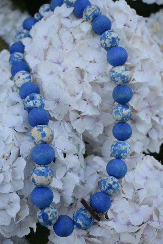 Spotty Blue Button Beads Pet Necklace