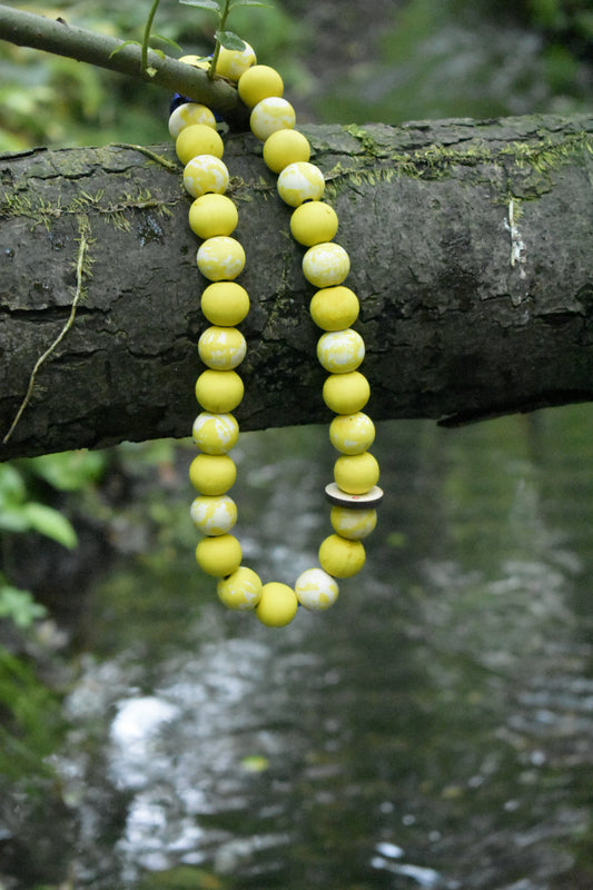 Lush Lemon Button Beads Pet Necklace