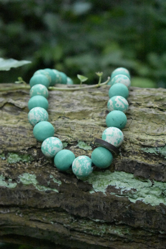 Radiant Teal Button Beads Pet Necklace
