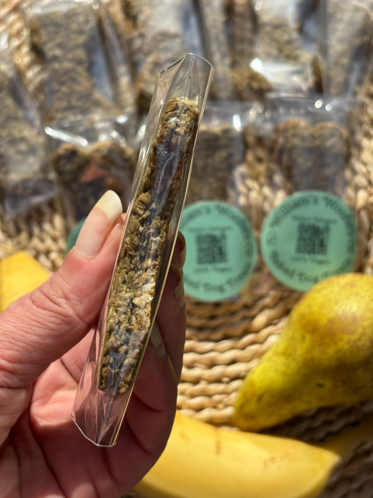 Artisan Baked Biscuits - Oats, Peanut butter, Banana, Pear & Green Magic Blend Supplement.