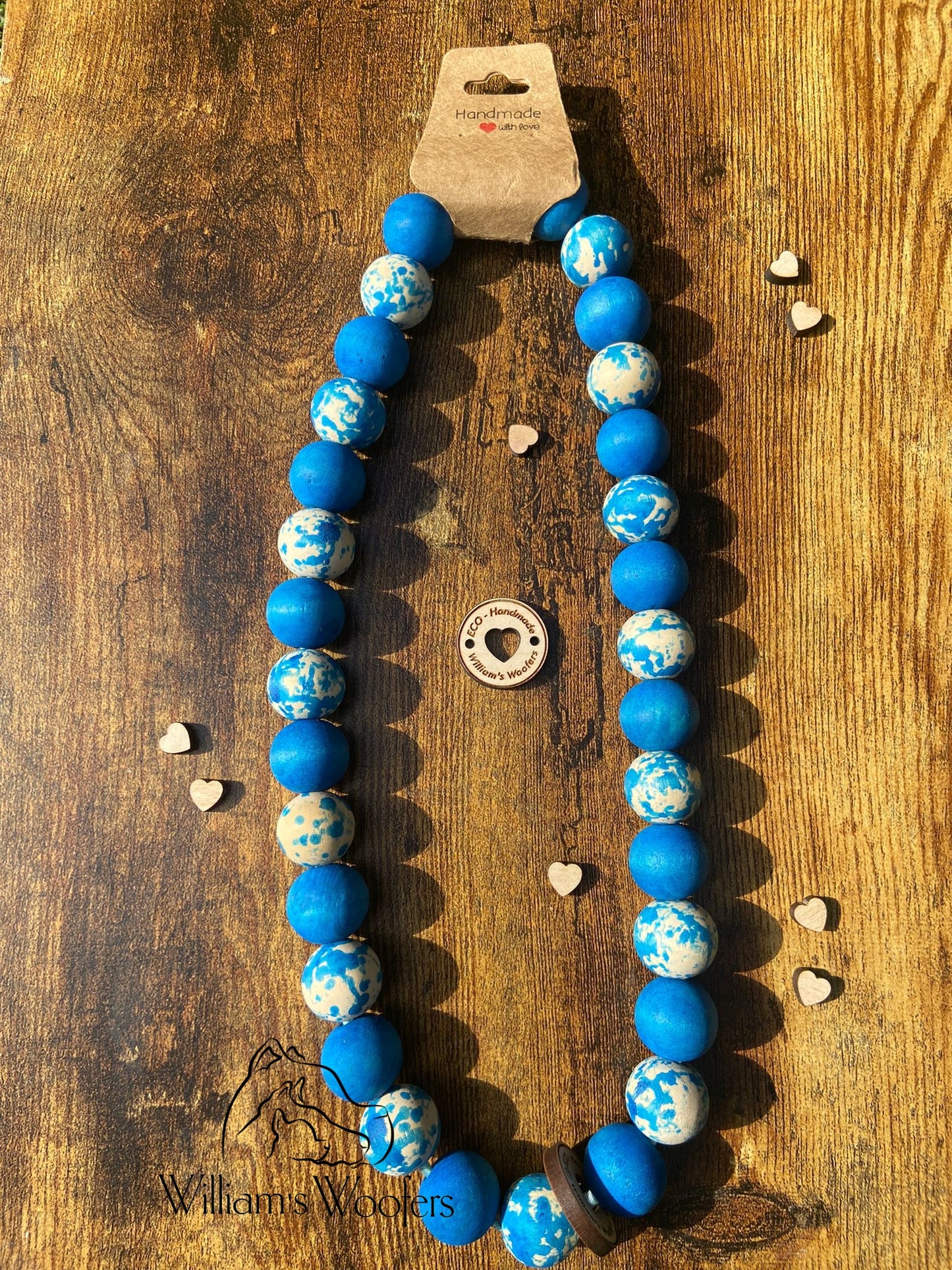 Spotty Blue Button Beads Pet Necklace