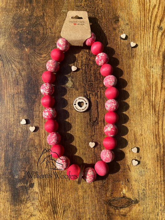 Bold Red Button Beads Pet Necklace