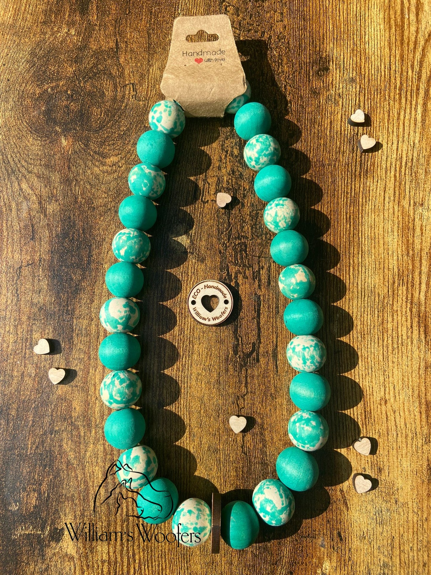 Radiant Teal Button Beads Pet Necklace