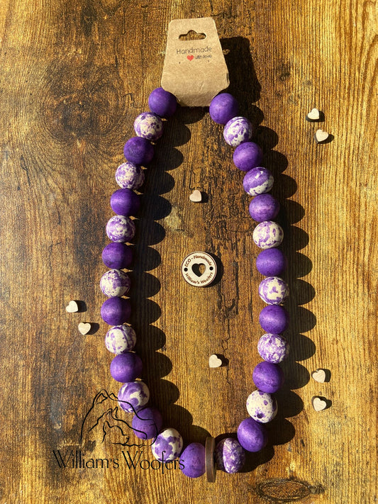 Purple Bliss Button Beads Pet Necklace