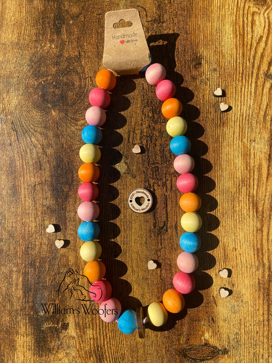 Pastels Button Beads Pet Necklace