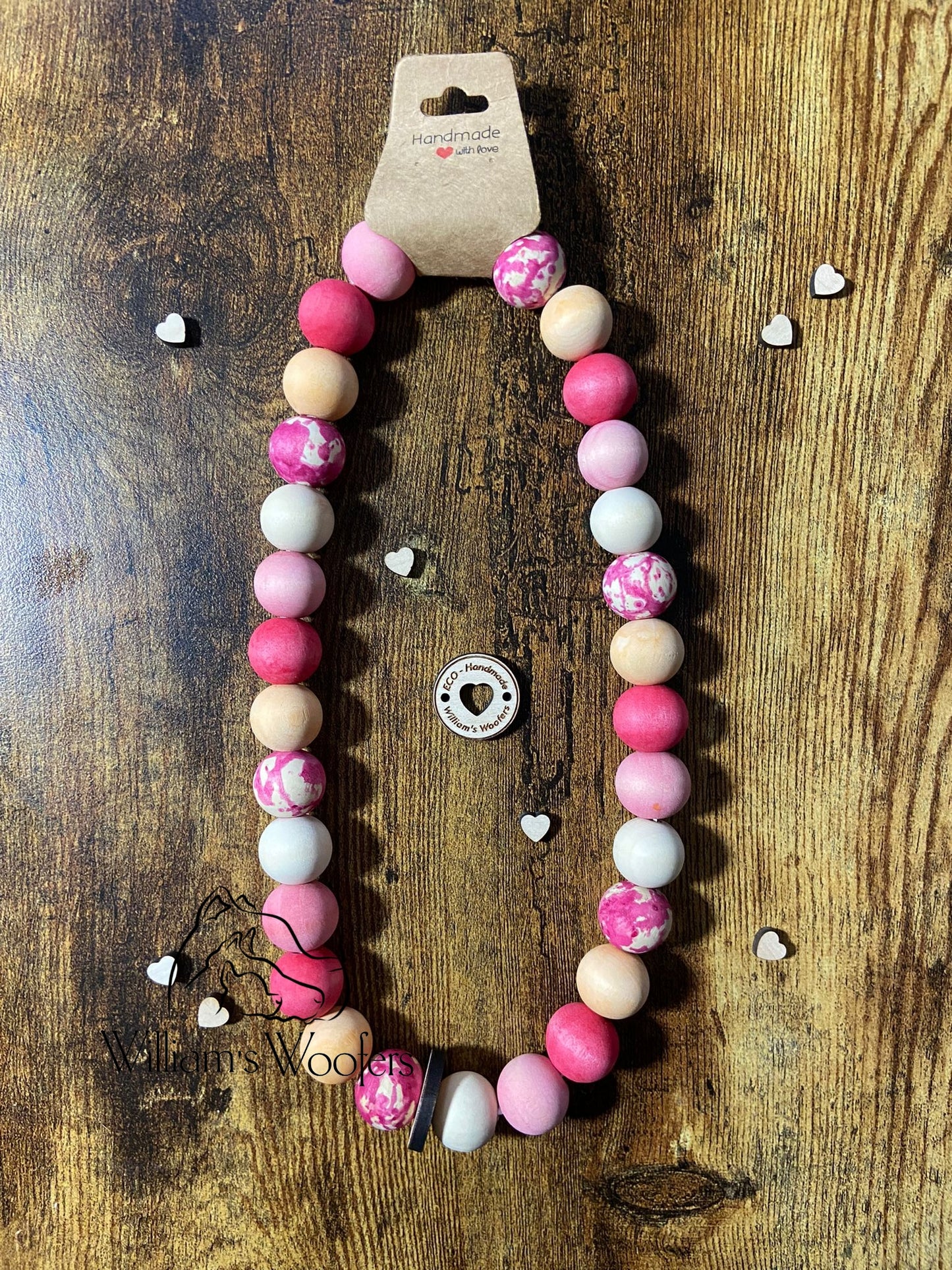 Posh Pink Button Beads Pet Necklace