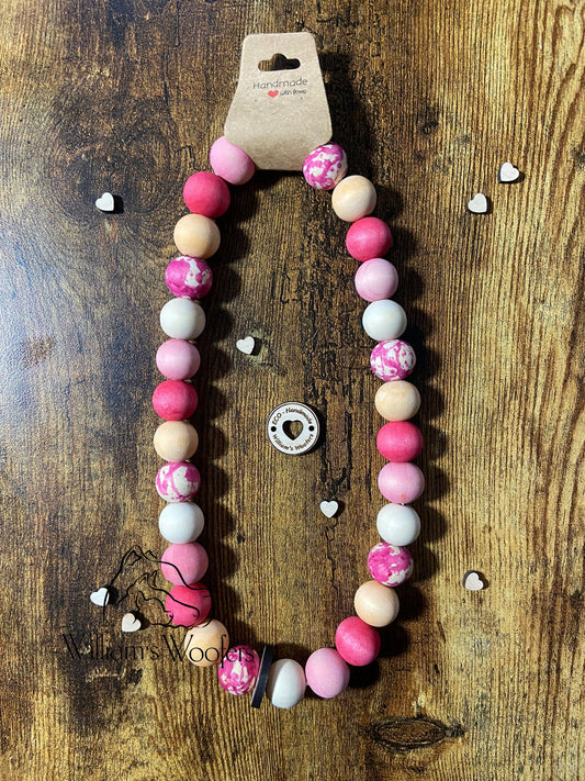 Posh Pink Button Beads Pet Necklace