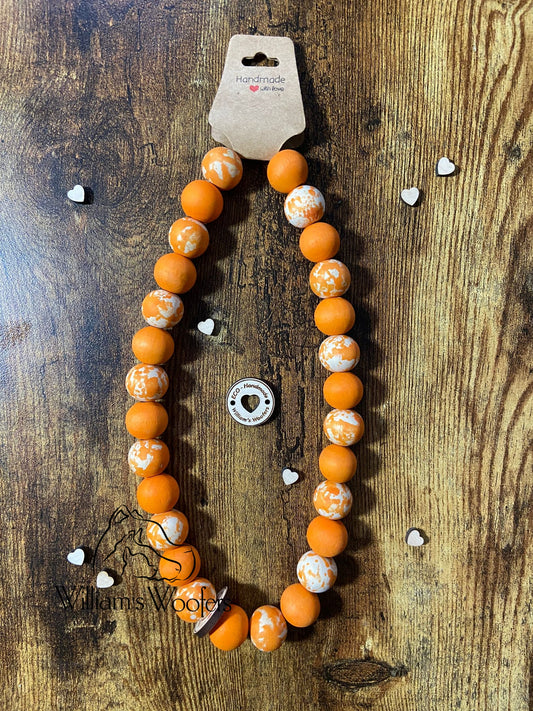 Orange Zest Button Beads Pet Necklace